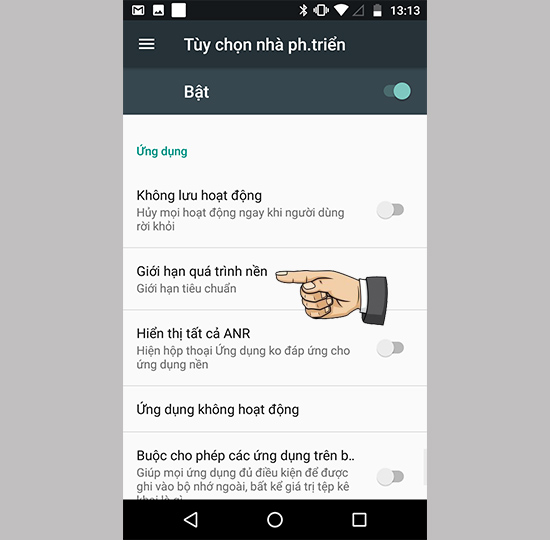 Vào giới hạn quá trình nền